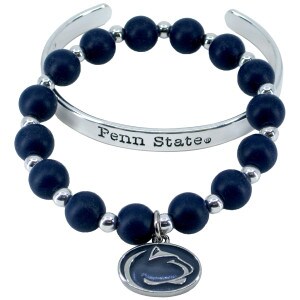 bracelets navy balls with Athletic Logo and silver with engraved Penn State